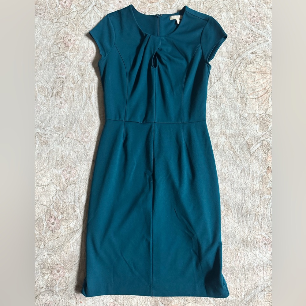 Teal Cap-Sleeve Dress Knee Length Dress